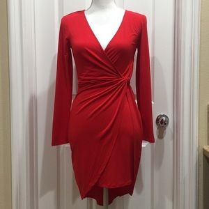 BCBGeneration Twist Front Surplice Dress Red